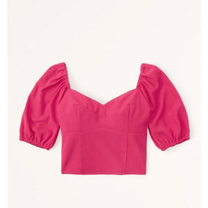 Abercrombie & Fitch Size Large Puff Sleeve Corset Sweetheart Top - Pink Smocked